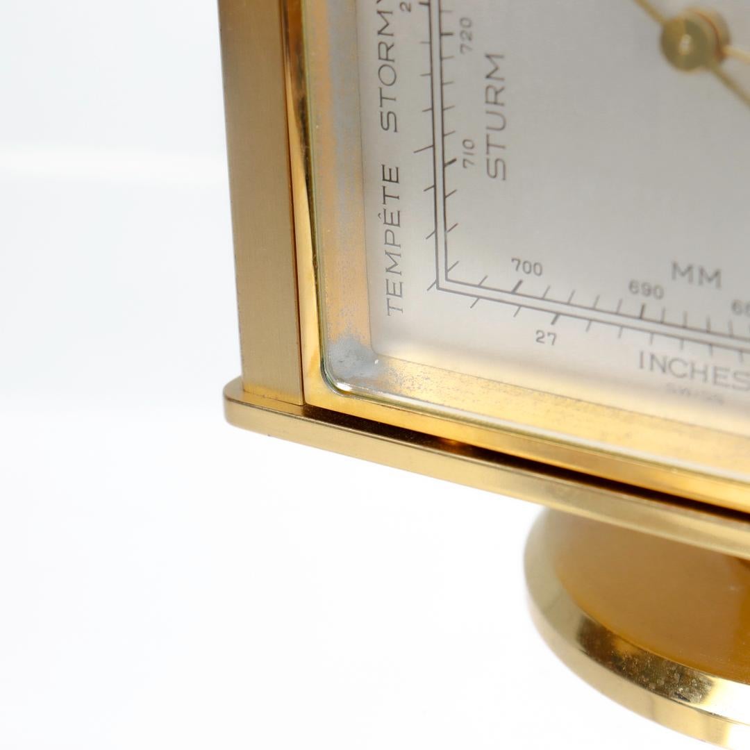 Tiffany & Co. Polished Brass Mid-Century Modern Desk Weather Station Clock 12