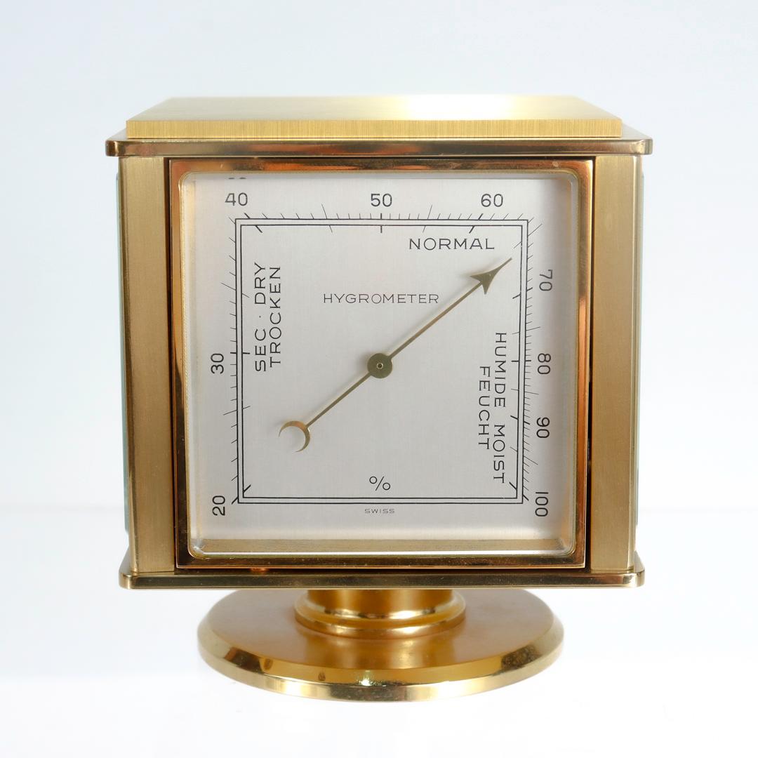 Tiffany & Co. Polished Brass Mid-Century Modern Desk Weather Station Clock 1