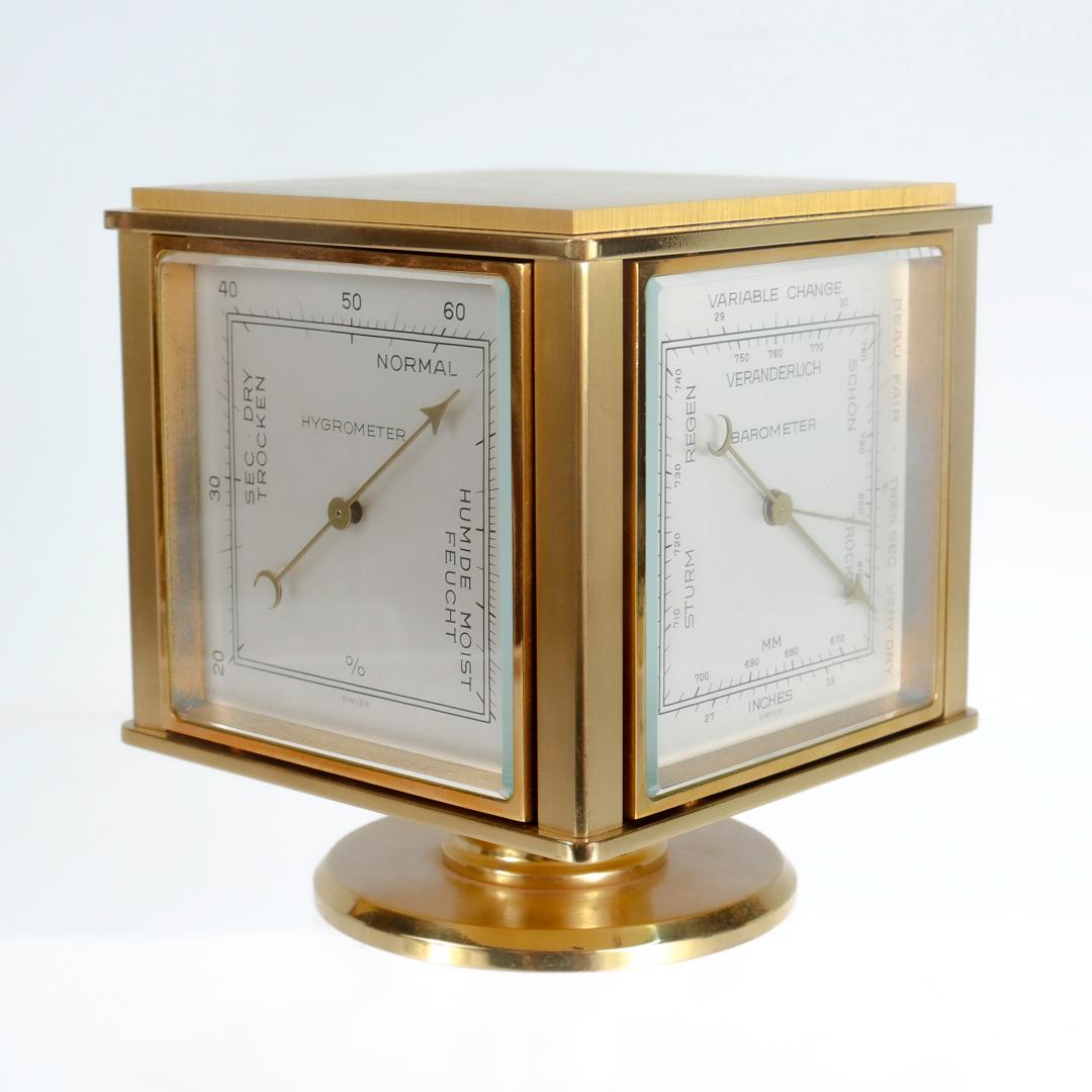 Tiffany & Co. Polished Brass Mid-Century Modern Desk Weather Station Clock 2