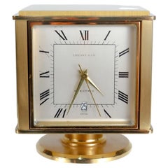 Tiffany & Co. Horloge station météo de bureau en laiton poli de style mi-siècle moderne