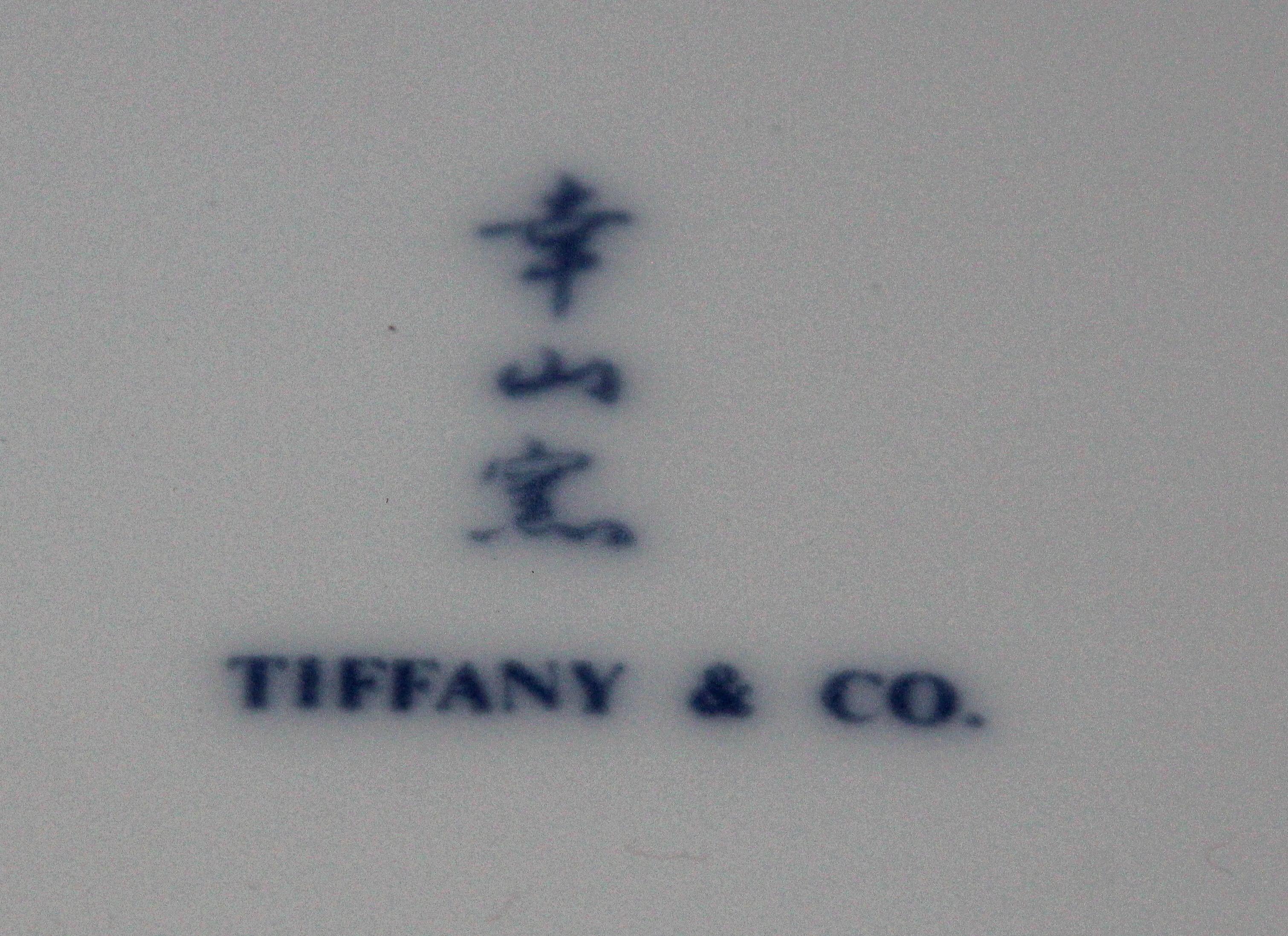20th Century Tiffany & Co. Porcelain Lidded Trinket Box with a Chinese Blue and White Decor