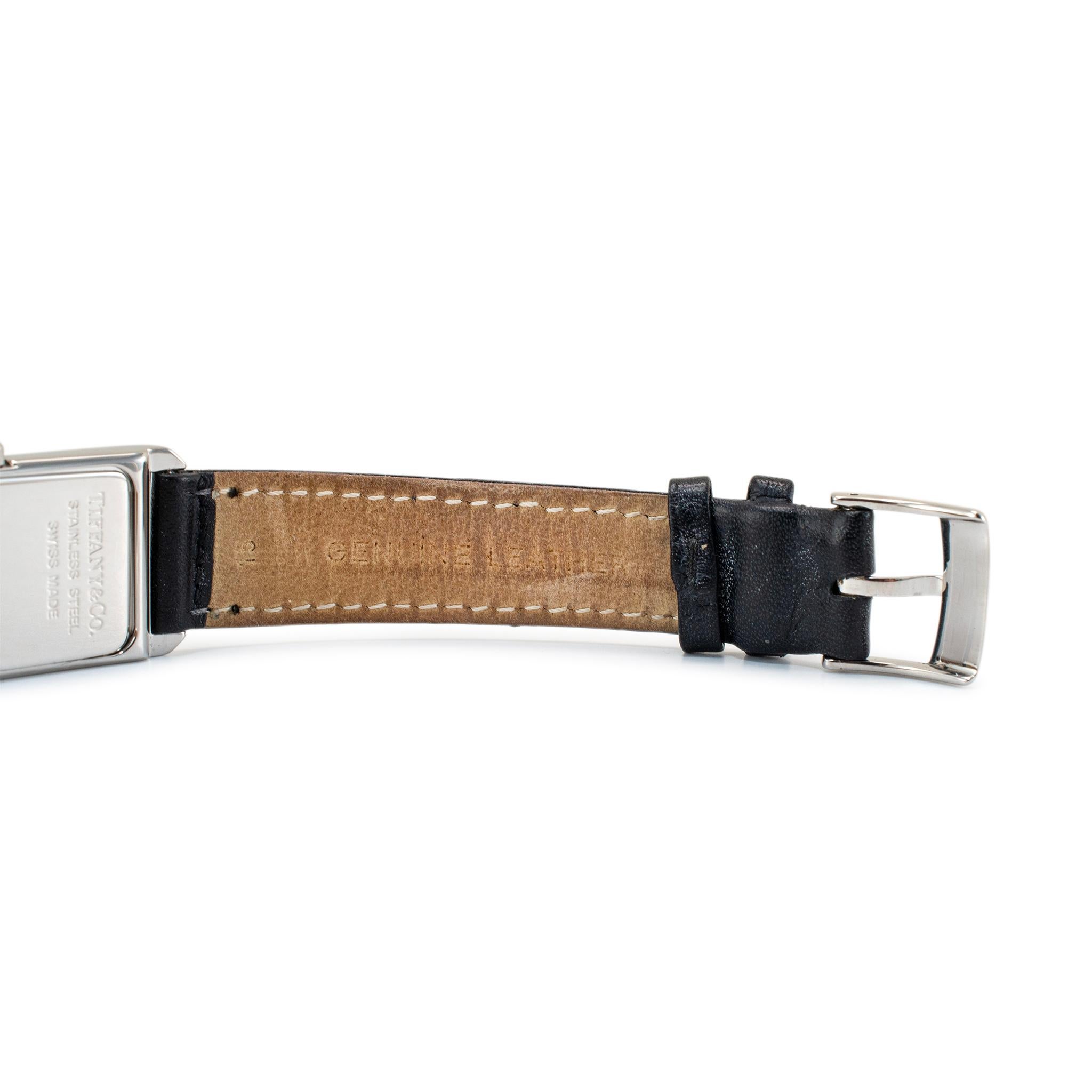 Tiffany & Co. Reloj de cuarzo de acero inoxidable con esfera blanca Portfolio 20MM en venta 2