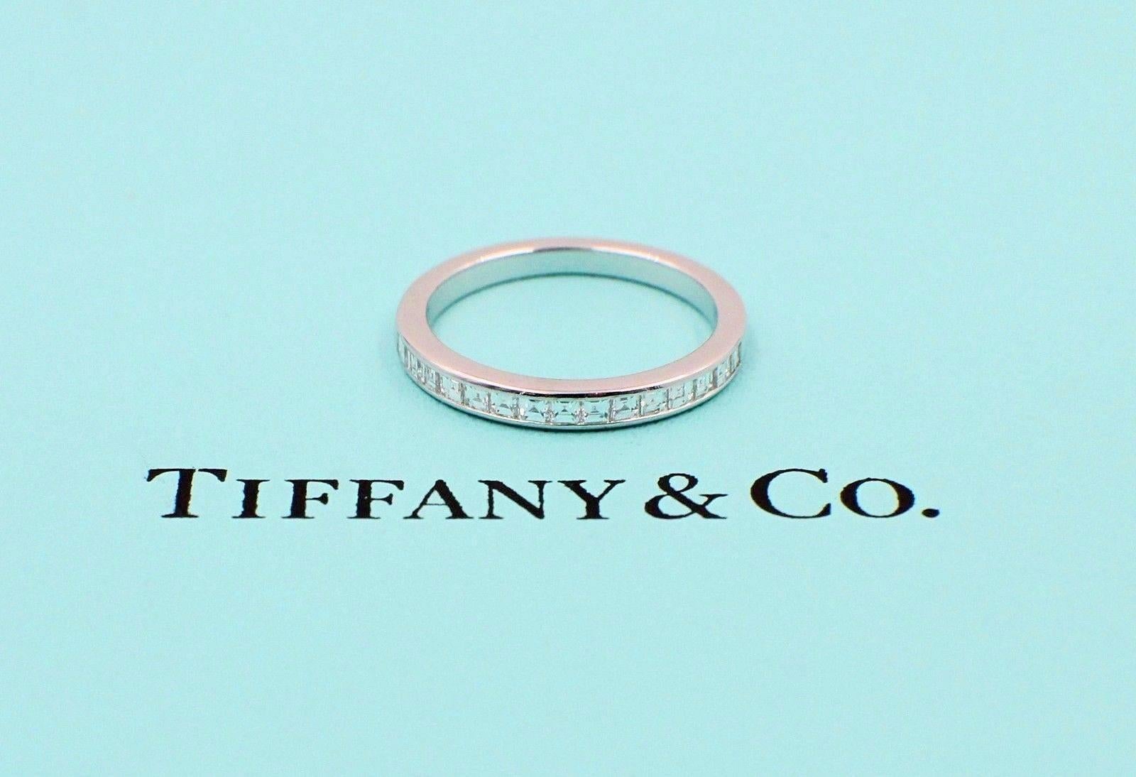 Tiffany & Co. Princess Cut 0.39 Carat Diamond Wedding Band Ring in Platinum 1