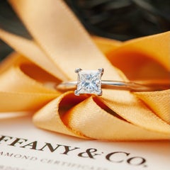Tiffany & Co Princess Cut 0.65 Carat Certified H VVS2 Diamond Platinum Ring
