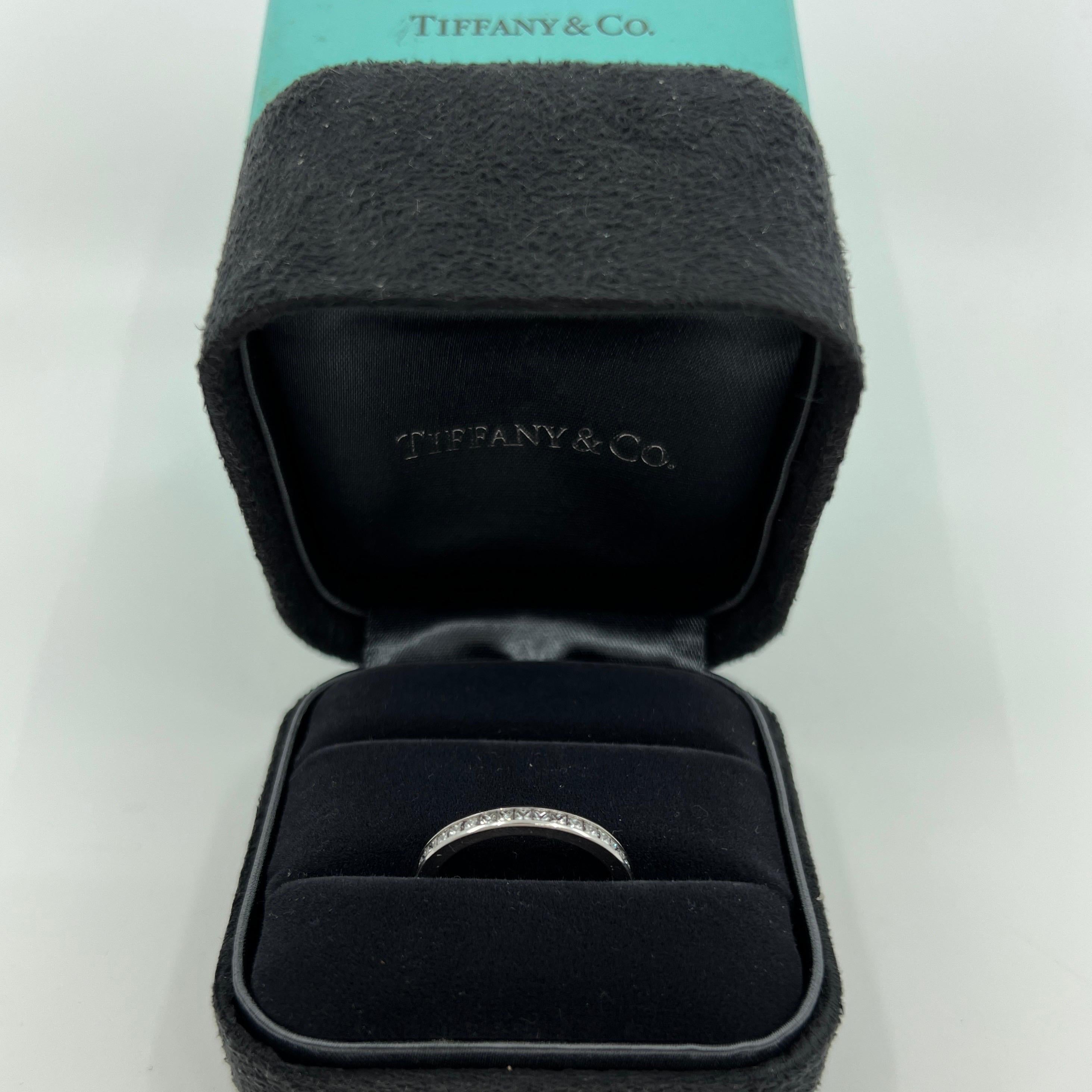 Tiffany & Co Princess Cut Diamond 950 Platinum Eternity Ring.

Stunning platinum Tiffany eternity ring, set with x38 1.6mm princess cut diamonds (approx. 0.70 carat).

Fine jewellery houses like Tiffany only use the finest diamonds and gemstones in