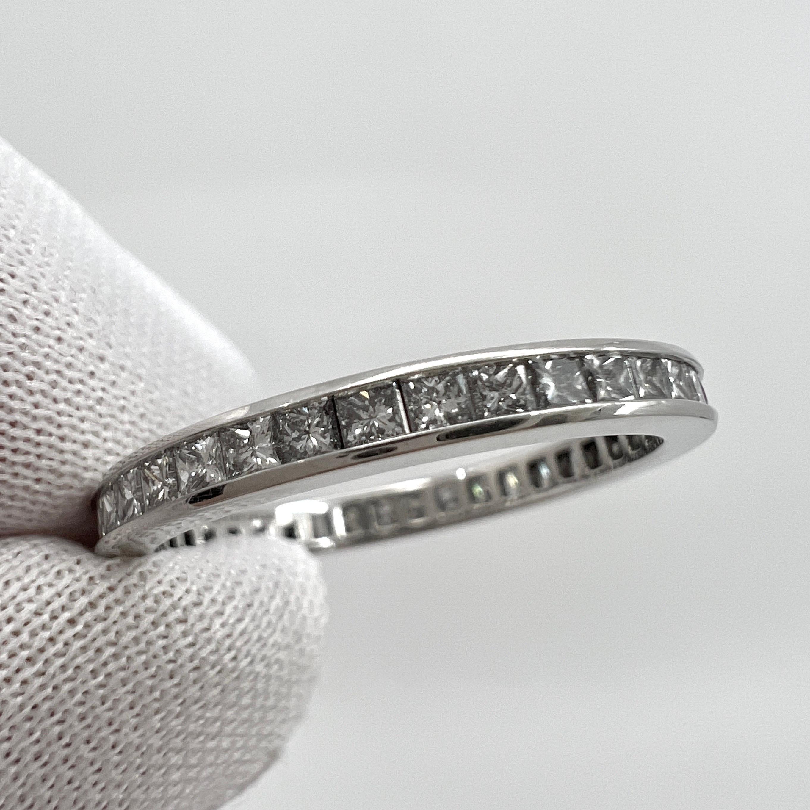 Tiffany & Co. Princess Cut 0.70 Carat Diamond 950 Platinum Eternity Ring In Excellent Condition In Birmingham, GB