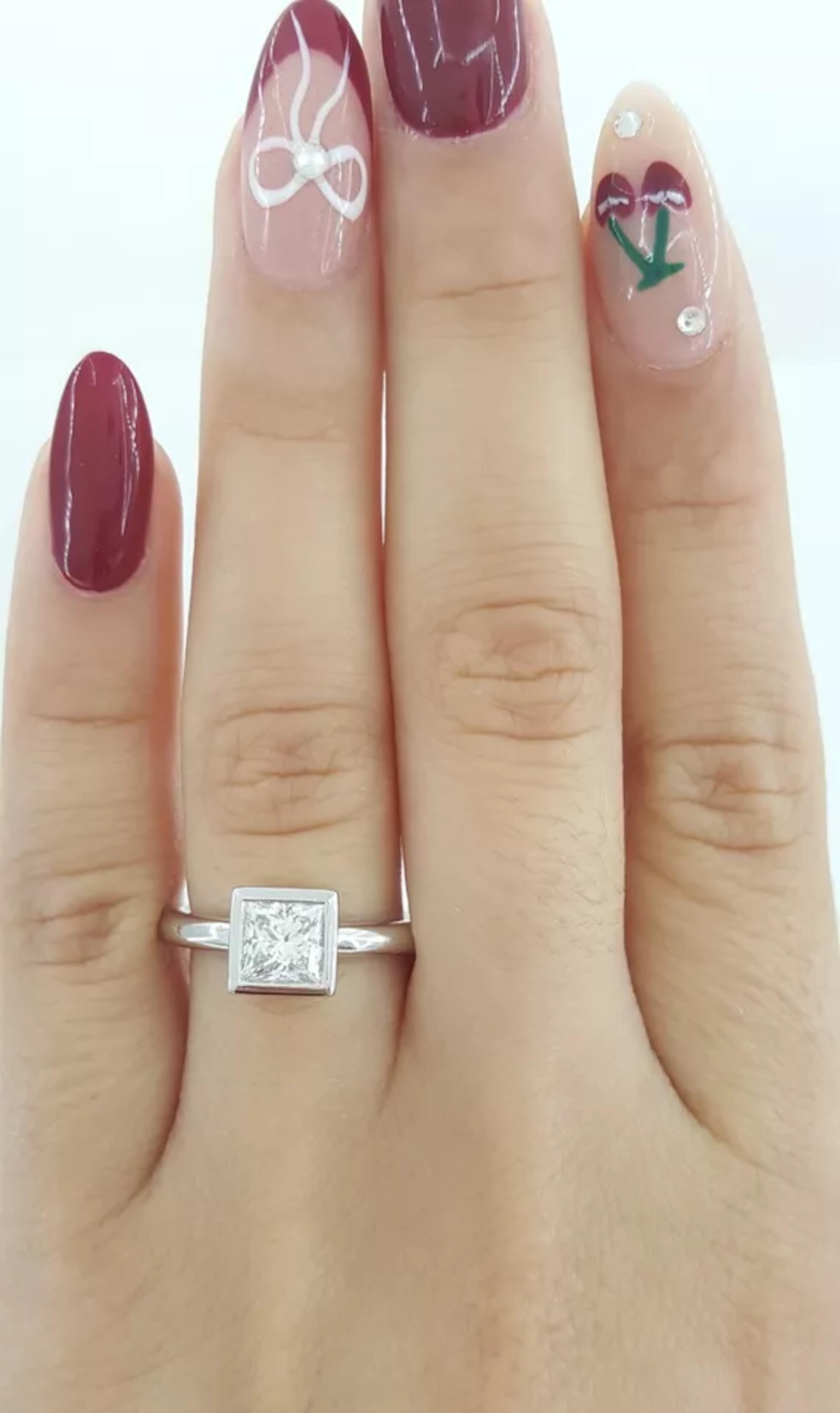 Women's or Men's Tiffany & Co. Princess Cut Bezel Engagement Ring For Sale