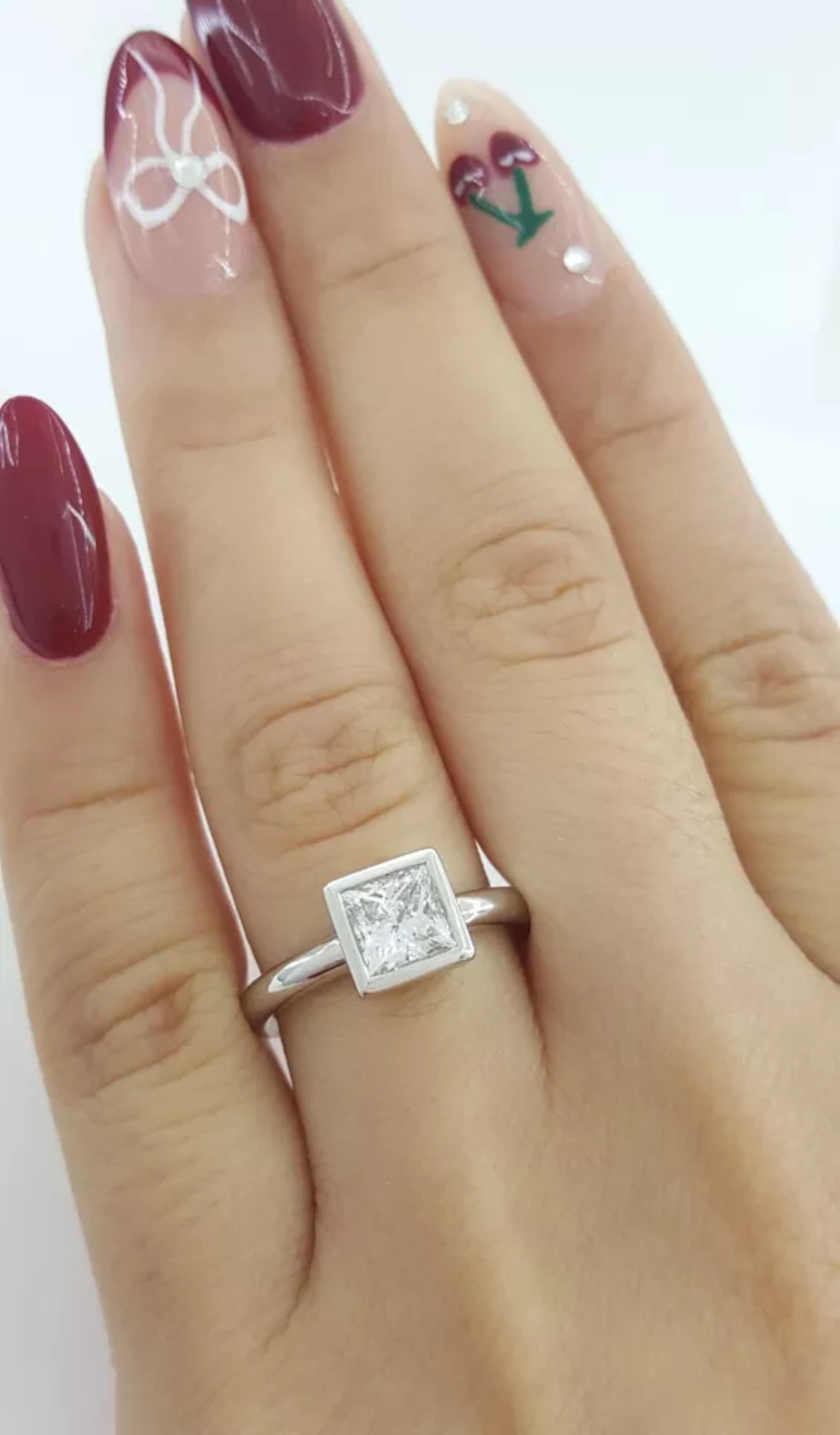 Tiffany & Co. Princess Cut Bezel Engagement Ring For Sale 1