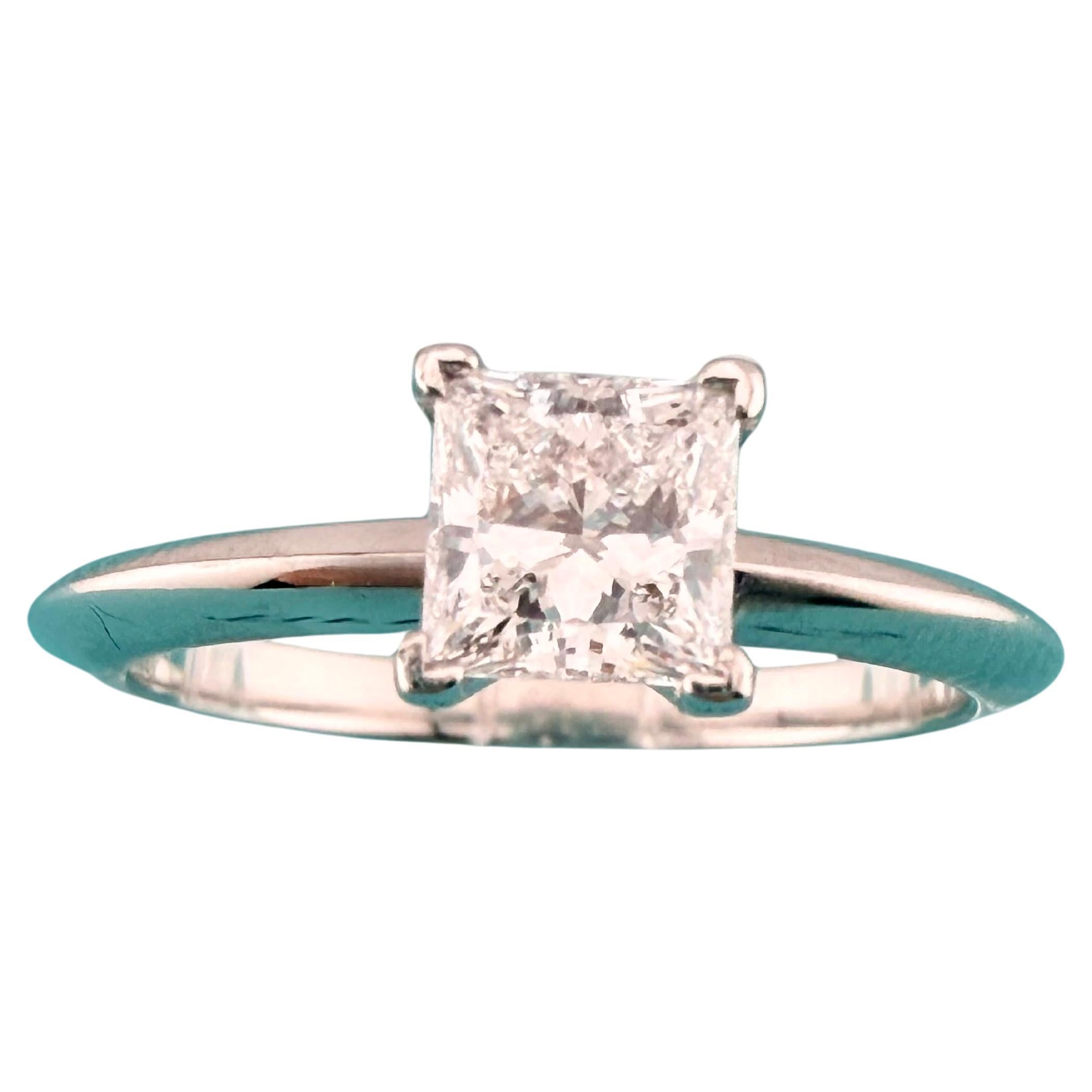 Tiffany & Co Princess Cut Diamond 0.61 cts D VVS1 Platinum Engagement Ring For Sale