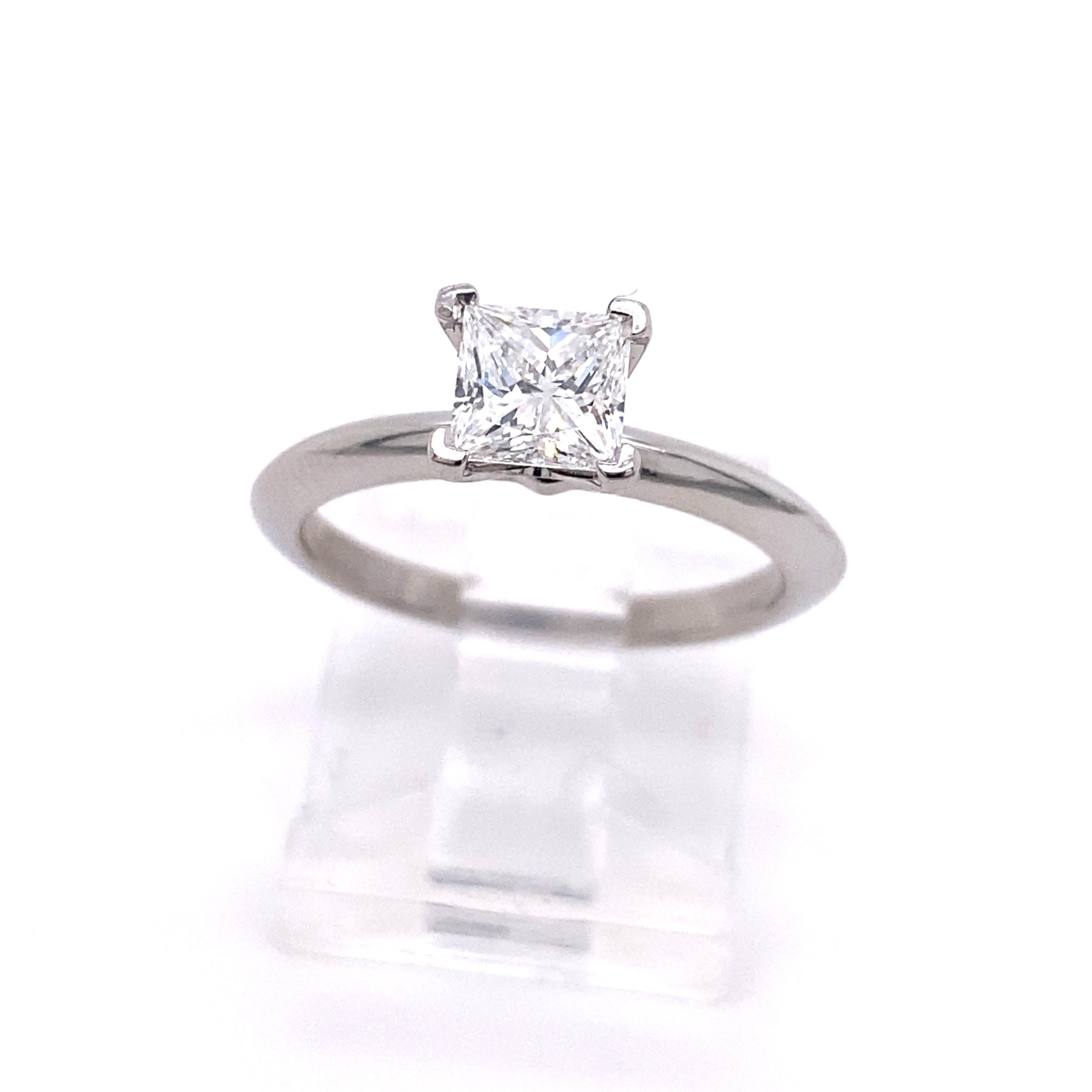 Tiffany & Co Princess Cut Diamond 0.73 Cts Solitaire Platinum Engagement Ring For Sale 5