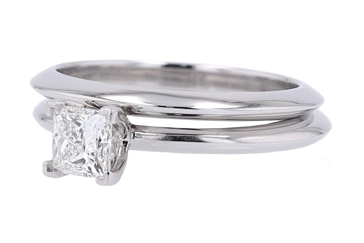 Contemporary Tiffany & Co. Princess Cut Diamond Engagement Ring & Wedding Band For Sale