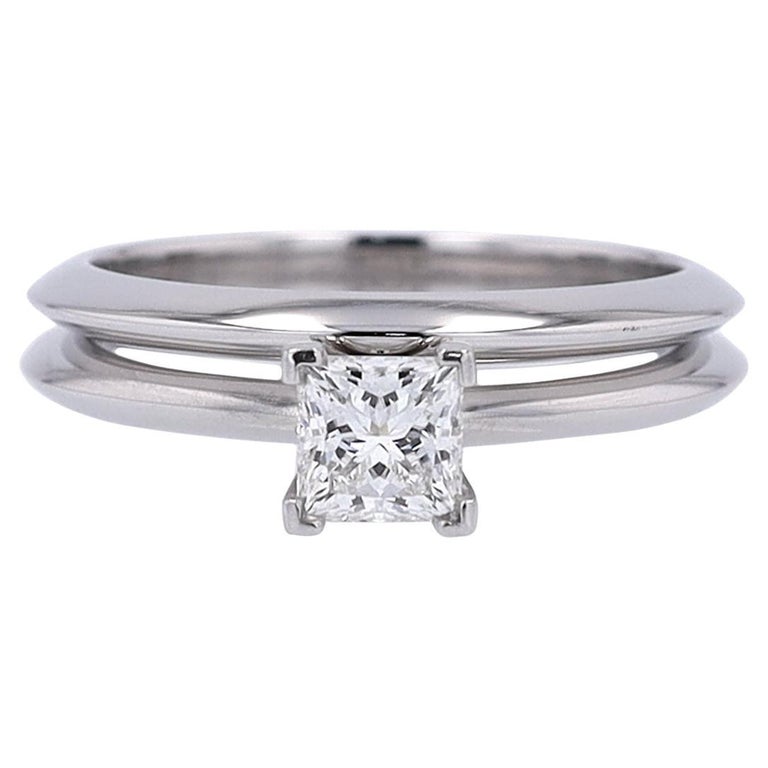 Tiffany and Co. Princess Cut Diamond Engagement Ring and Wedding Band ...