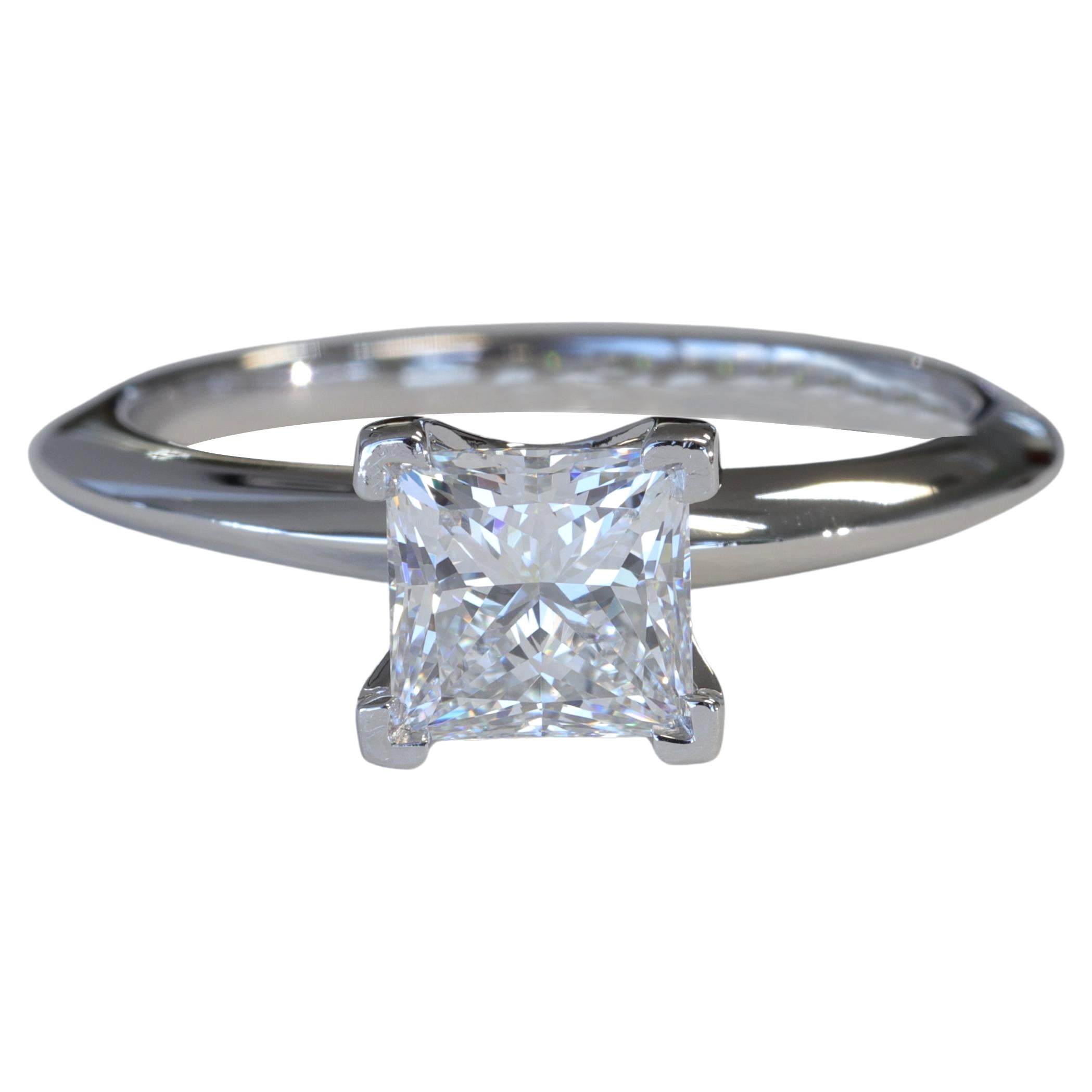 Tiffany & Co. Princess Cut Diamond & Platinum Classic Solitaire Engagement Ring