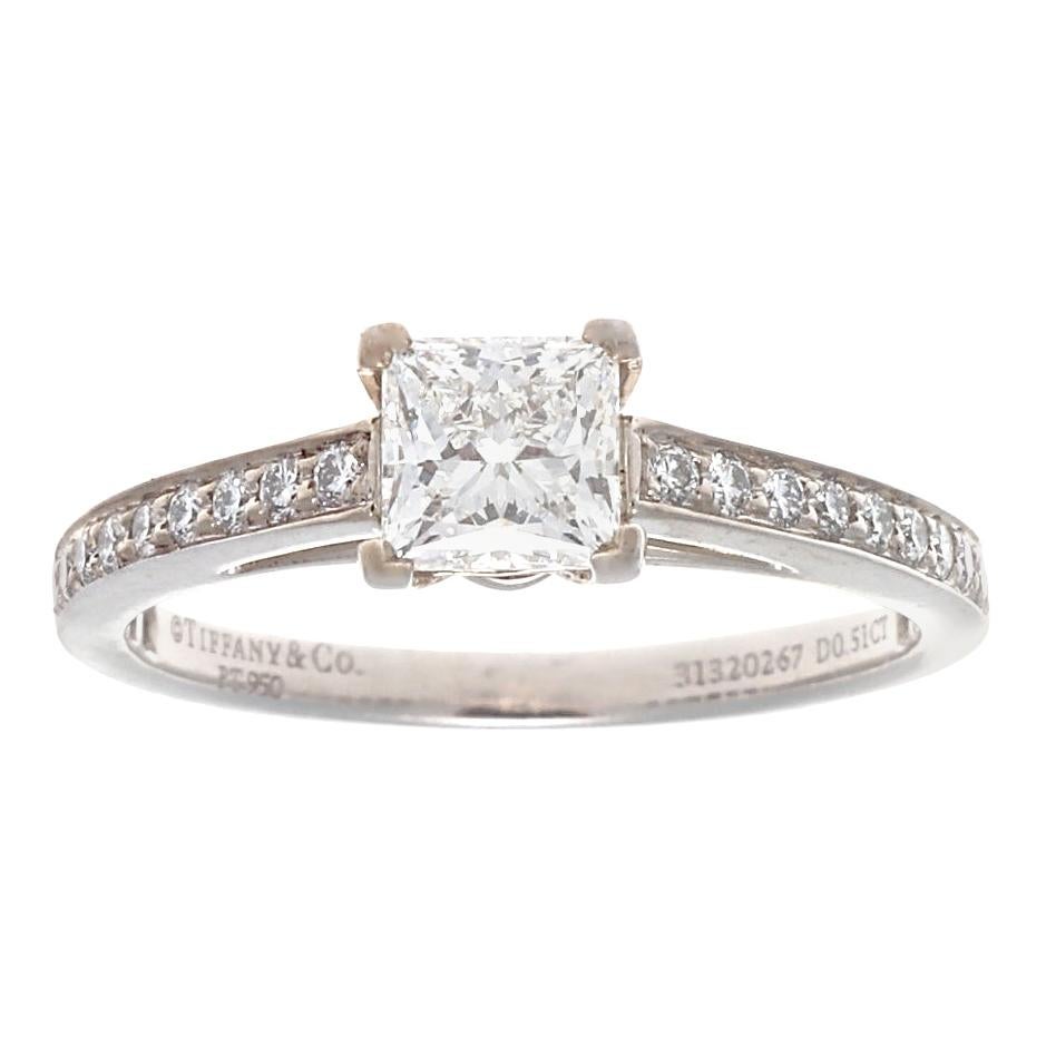 Tiffany & Co. Princess Cut Diamond Platinum Engagement Ring