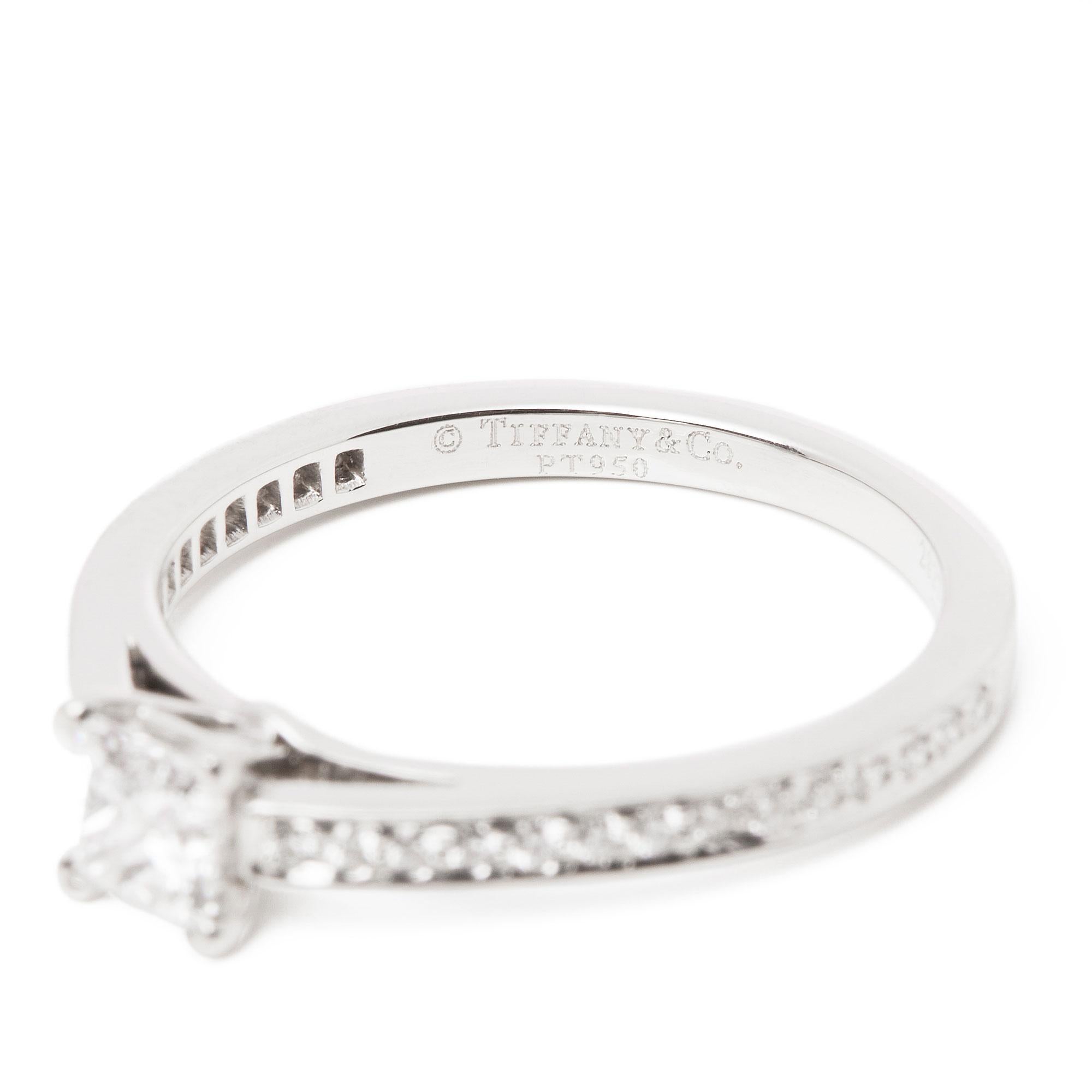 Tiffany & Co. Princess Cut Diamond Platinum Ring In Excellent Condition In Bishop's Stortford, Hertfordshire