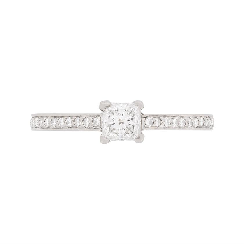 Tiffany & Co. Princess Cut Diamond Solitaire Engagement Ring For Sale
