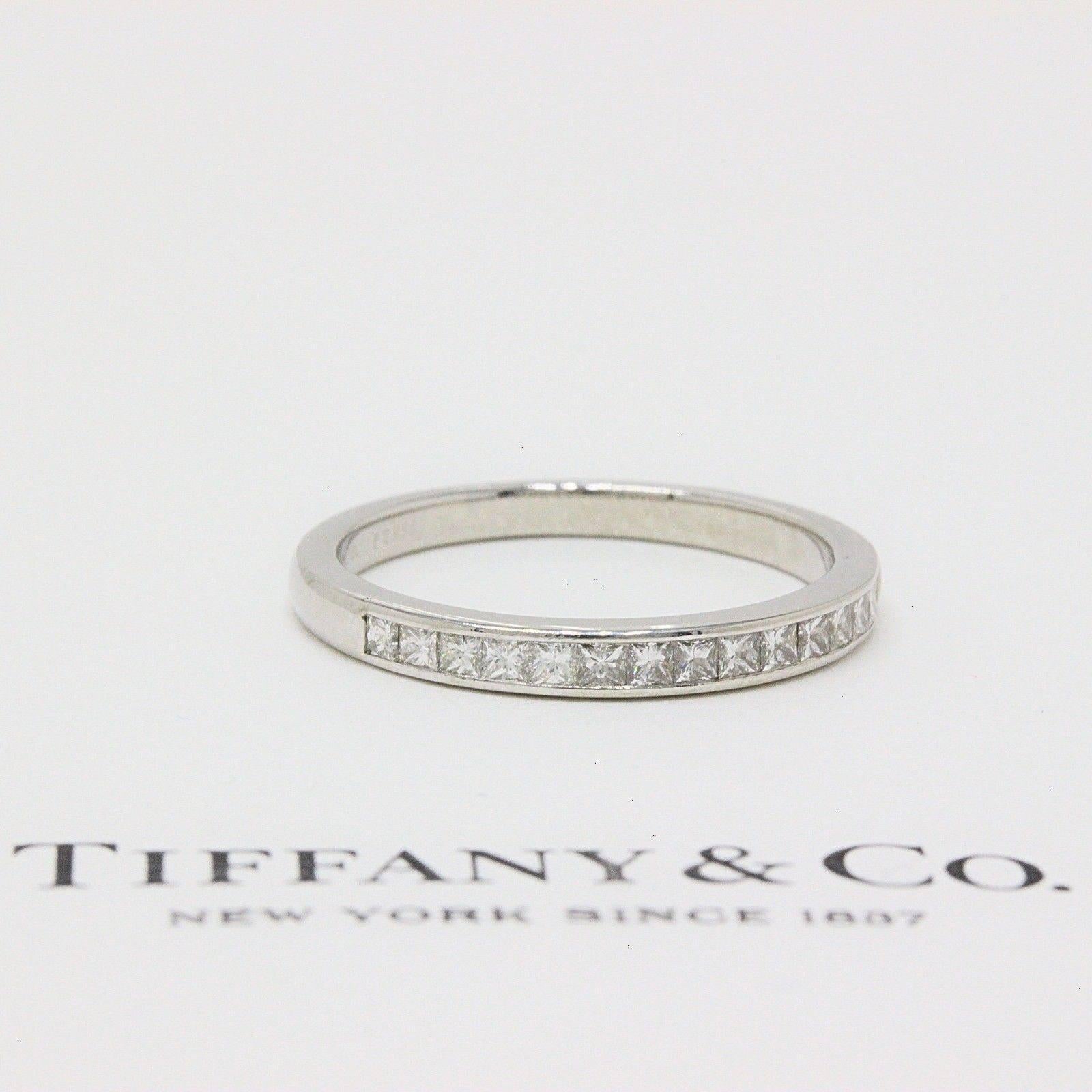 Tiffany & Co. Square Cut Diamond Wedding Band Ring in Platinum 0.39 tcw 2.6 MM For Sale 5