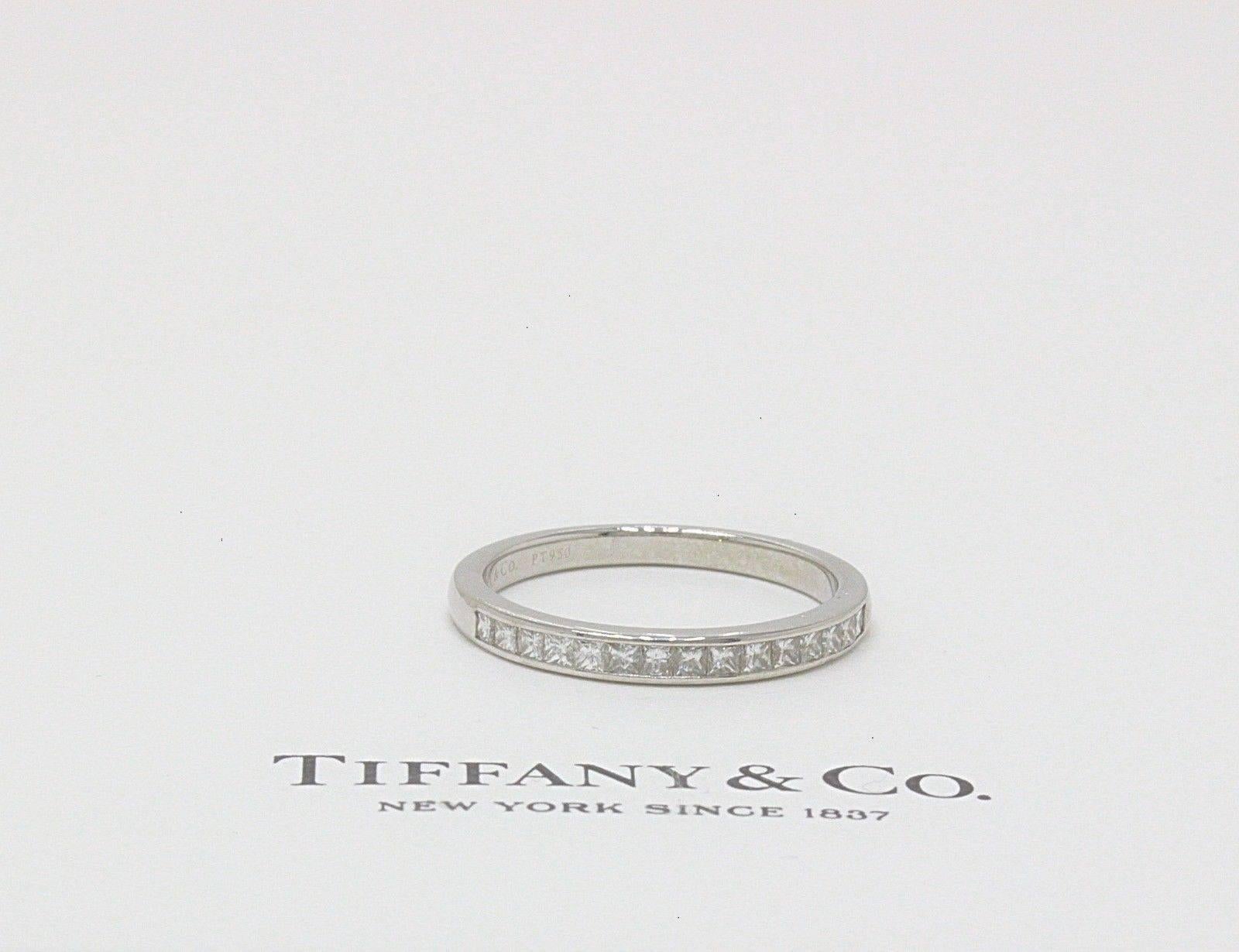 Tiffany & Co. Square Cut Diamond Wedding Band Ring in Platinum 0.39 tcw 2.6 MM For Sale 6