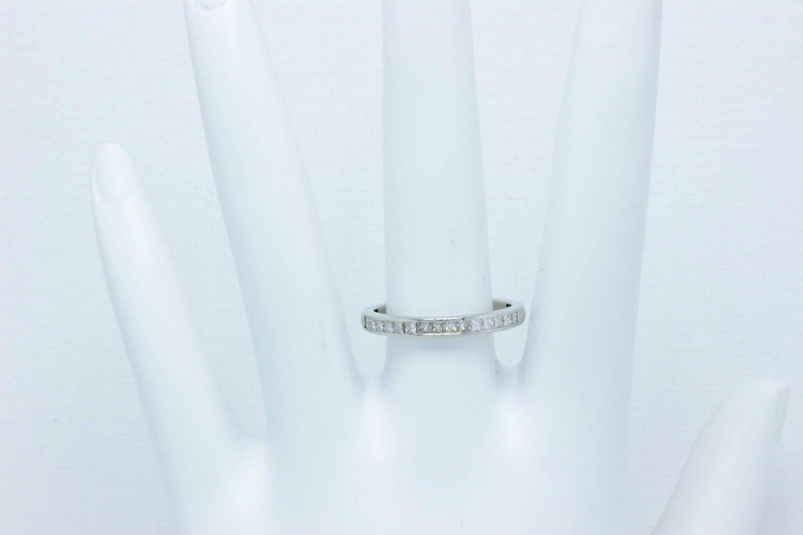 Princess Cut Tiffany & Co. Square Cut Diamond Wedding Band Ring in Platinum 0.39 tcw 2.6 MM For Sale