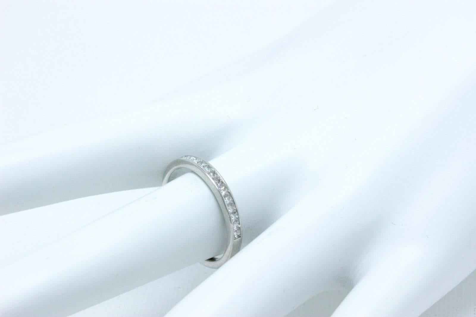 Tiffany & Co. Square Cut Diamond Wedding Band Ring in Platinum 0.39 tcw 2.6 MM In Excellent Condition For Sale In San Diego, CA