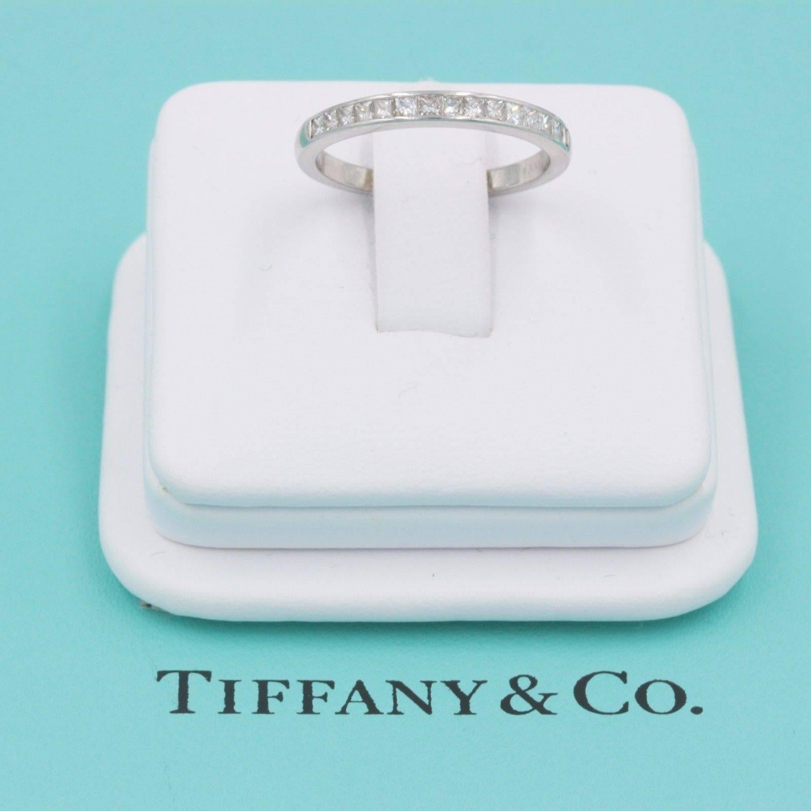 Tiffany & Co. Square Cut Diamond Wedding Band Ring in Platinum 0.39 tcw 2.6 MM For Sale 1