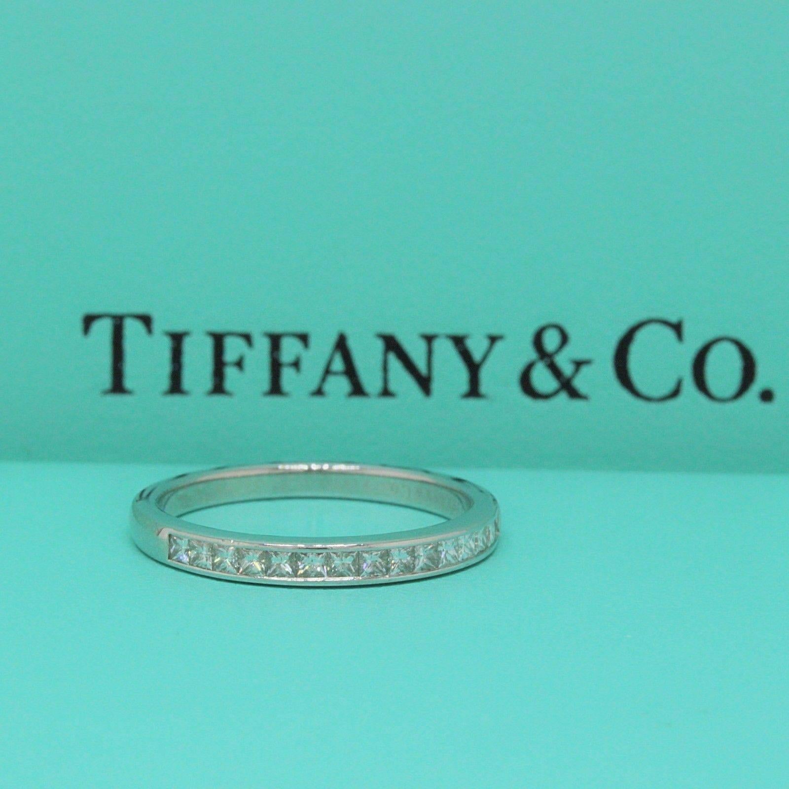 Tiffany & Co. Square Cut Diamond Wedding Band Ring in Platinum 0.39 tcw 2.6 MM For Sale 3