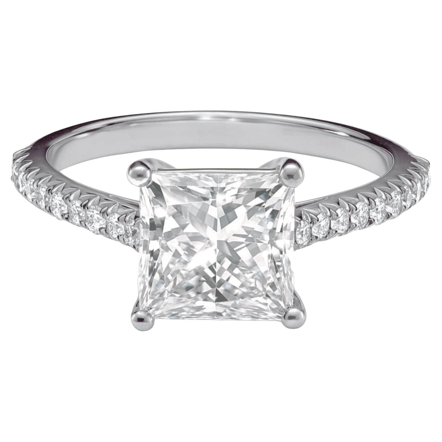 Tiffany and Co. Diamantring mit Princess-Schliff und Solitr im Angebot bei  1stDibs