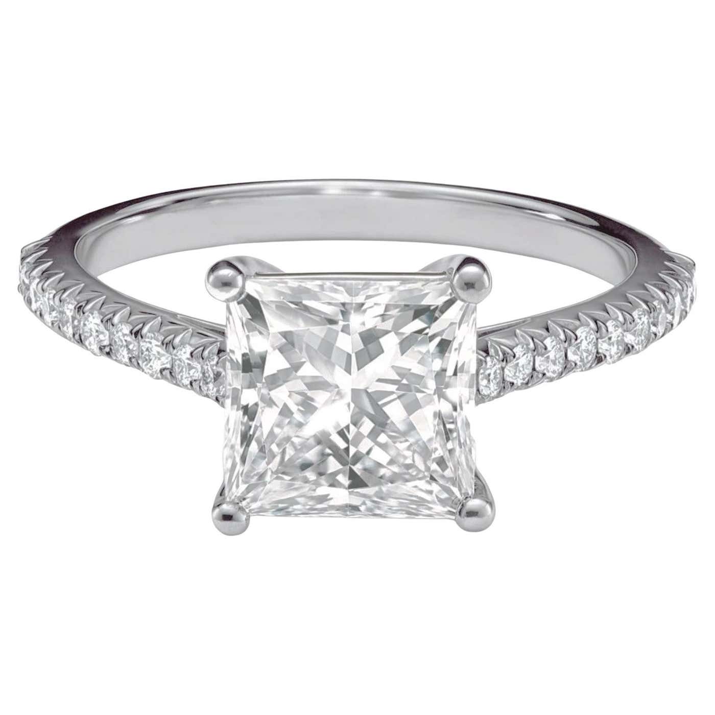Tiffany and Co. Princess Cut Engagement Solitaire Diamond Ring For Sale ...