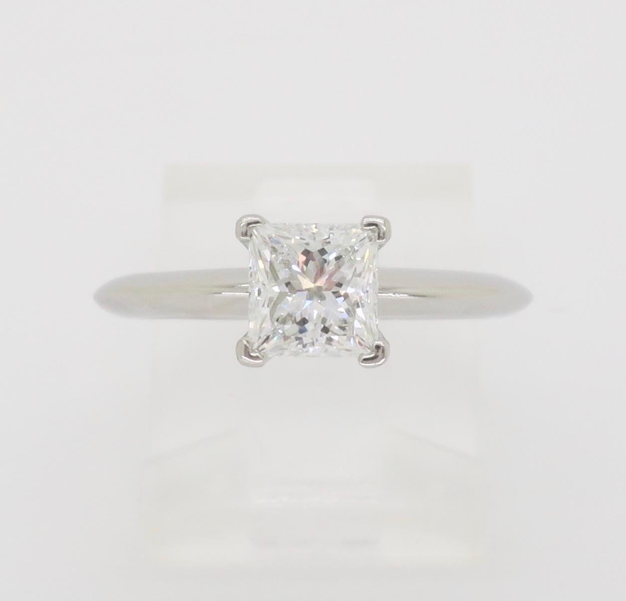 Tiffany & Co. Princess Cut Internally Flawless Diamond Solitaire Ring For Sale 14