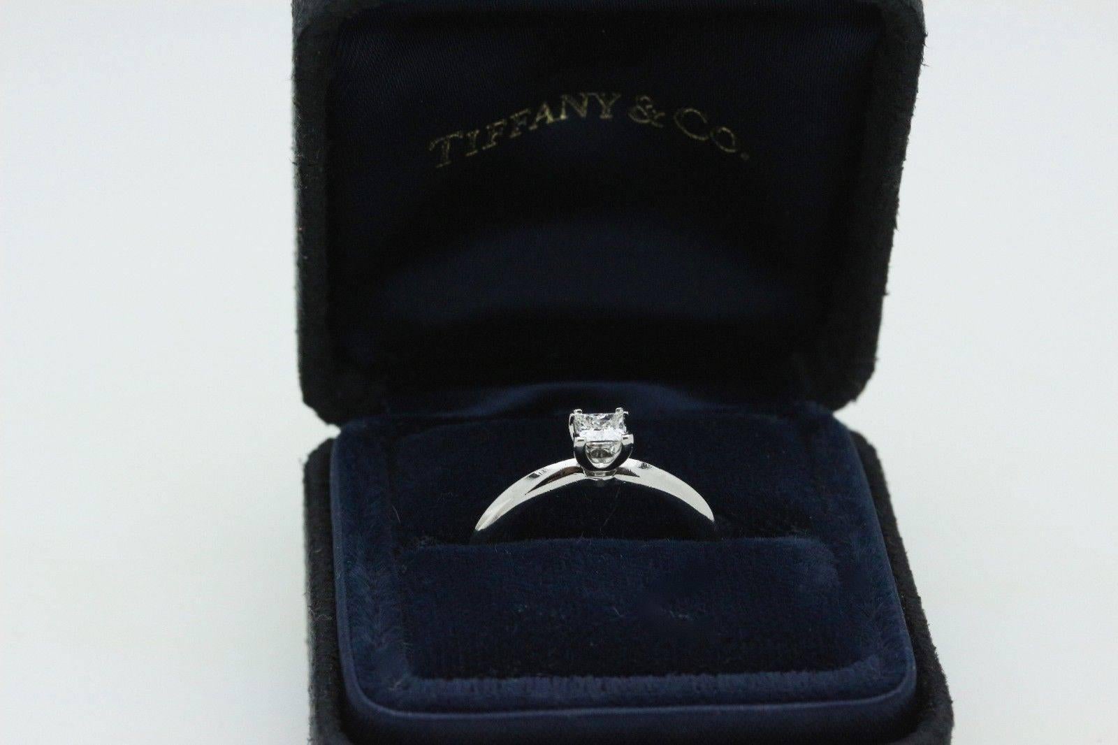 Tiffany & Co. Princess Cut Solitaire 0.24 Carat Diamond and Platinum Ring 2