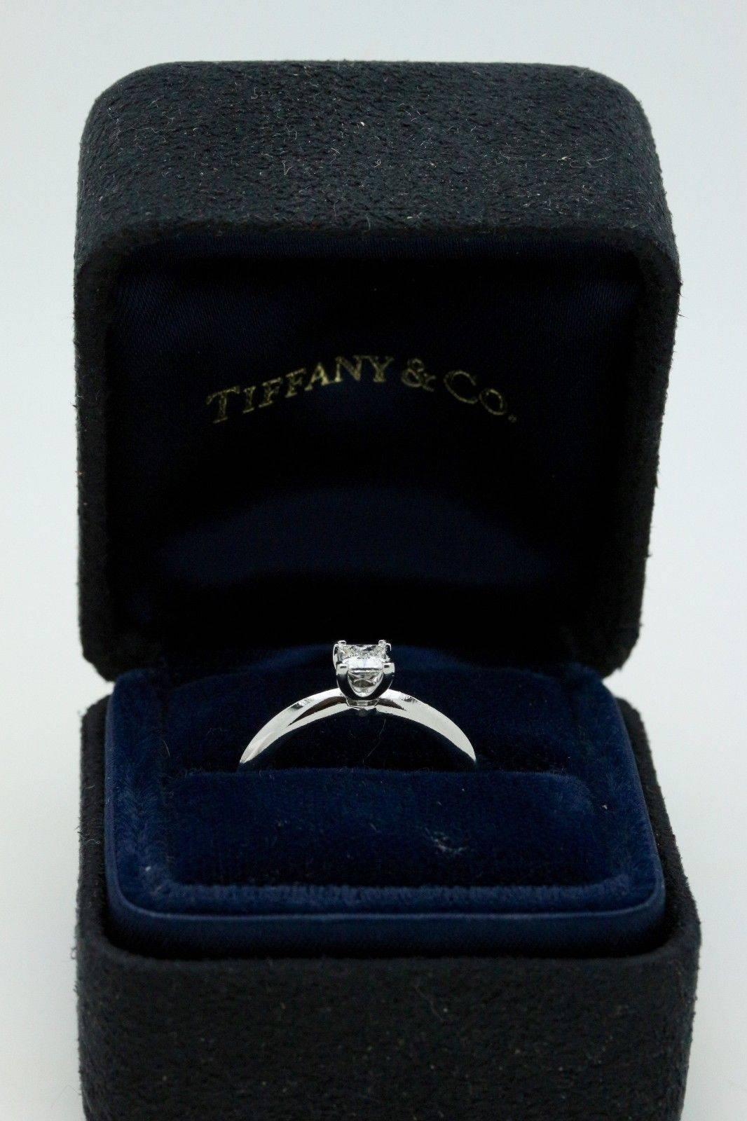 Tiffany & Co. Princess Cut Solitaire 0.24 Carat Diamond and Platinum Ring 3