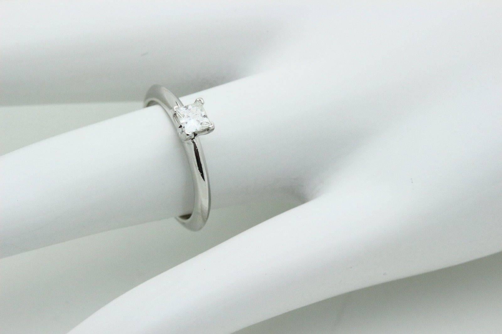 Women's Tiffany & Co. Princess Cut Solitaire 0.24 Carat Diamond and Platinum Ring
