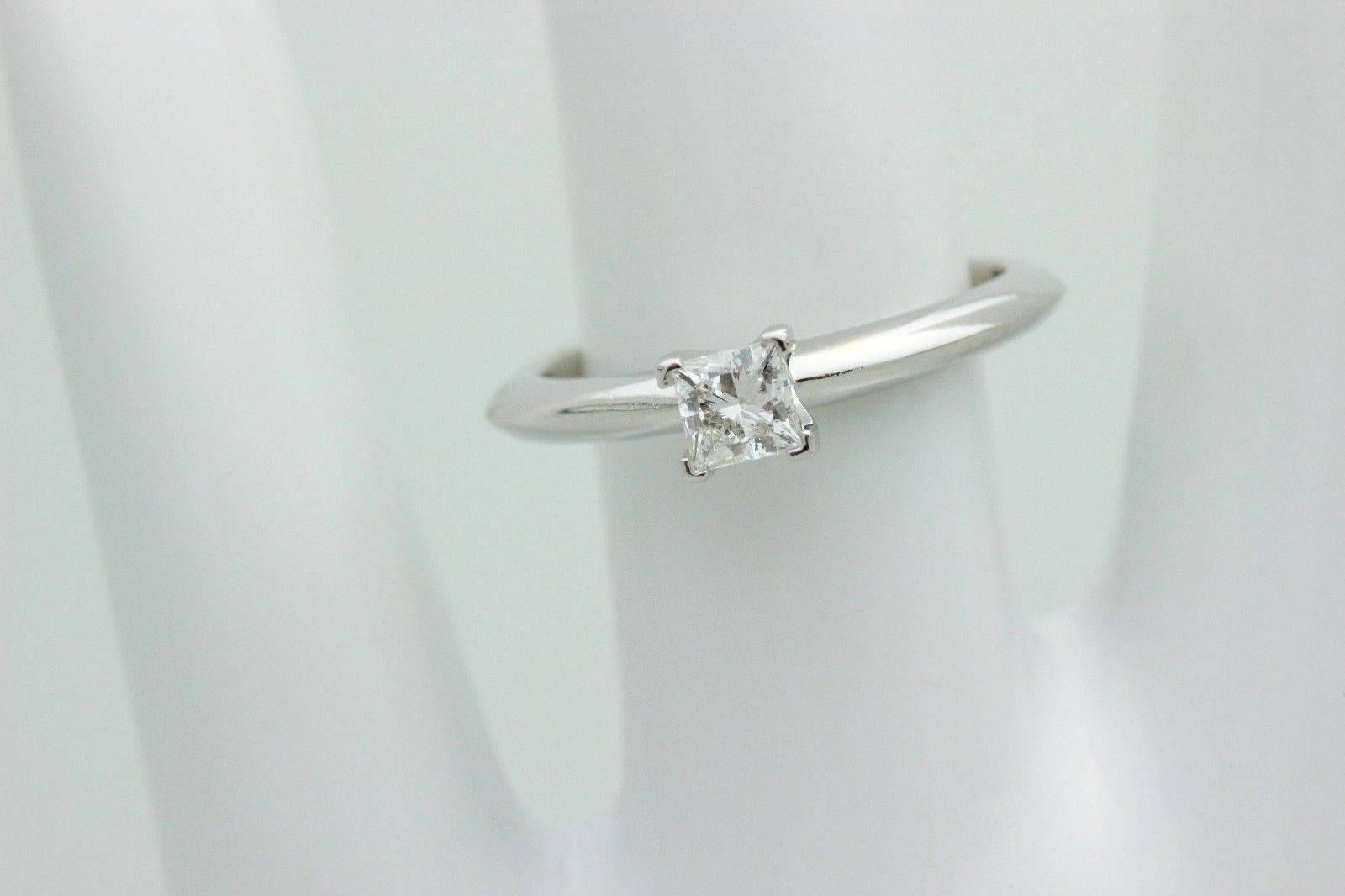 Tiffany & Co. Princess Cut Solitaire 0.24 Carat Diamond and Platinum Ring 1