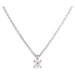 Tiffany & Co. Princess Cut Solitaire Pendant Necklace 18k Rose Gold