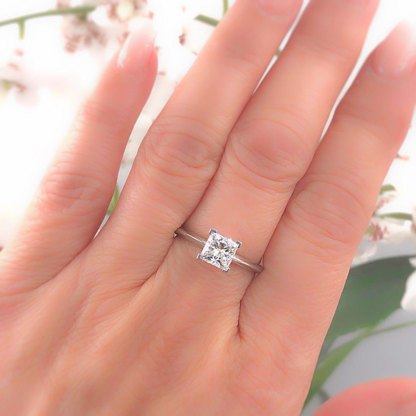 Princess Cut Tiffany & Co. Princess Diamond Engagement Ring 1.20 Carat F VS1 Platinum