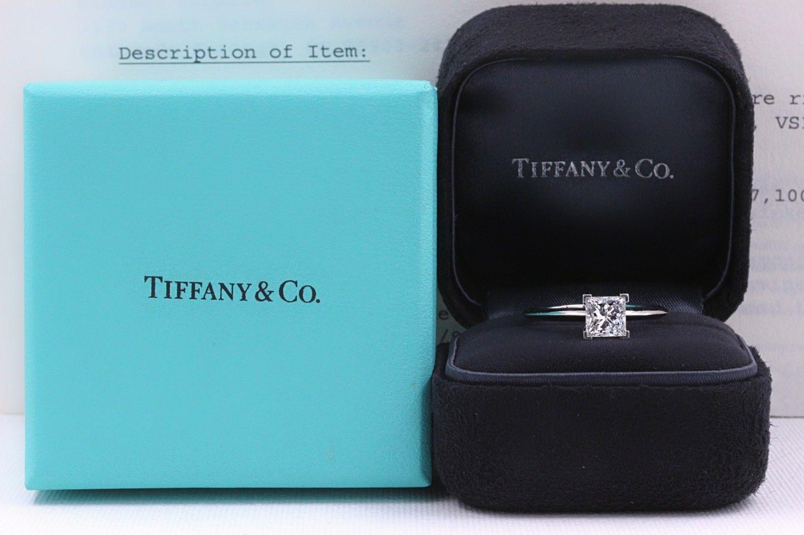 Tiffany & Co. Princess Diamond Engagement Ring 1.20 Carat F VS1 Platinum In Excellent Condition In San Diego, CA
