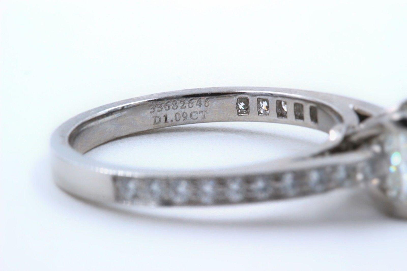 Tiffany & Co. Princess Diamond Engagement Ring 1.29 Carat Platinum For Sale 2
