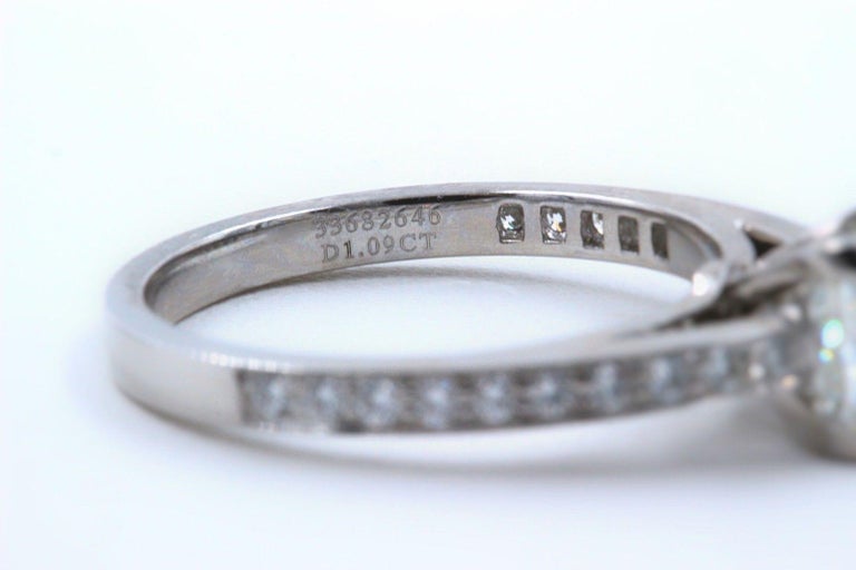 Tiffany & Co. Princess Diamond Engagement Ring 1.29 Carat Platinum For Sale 5