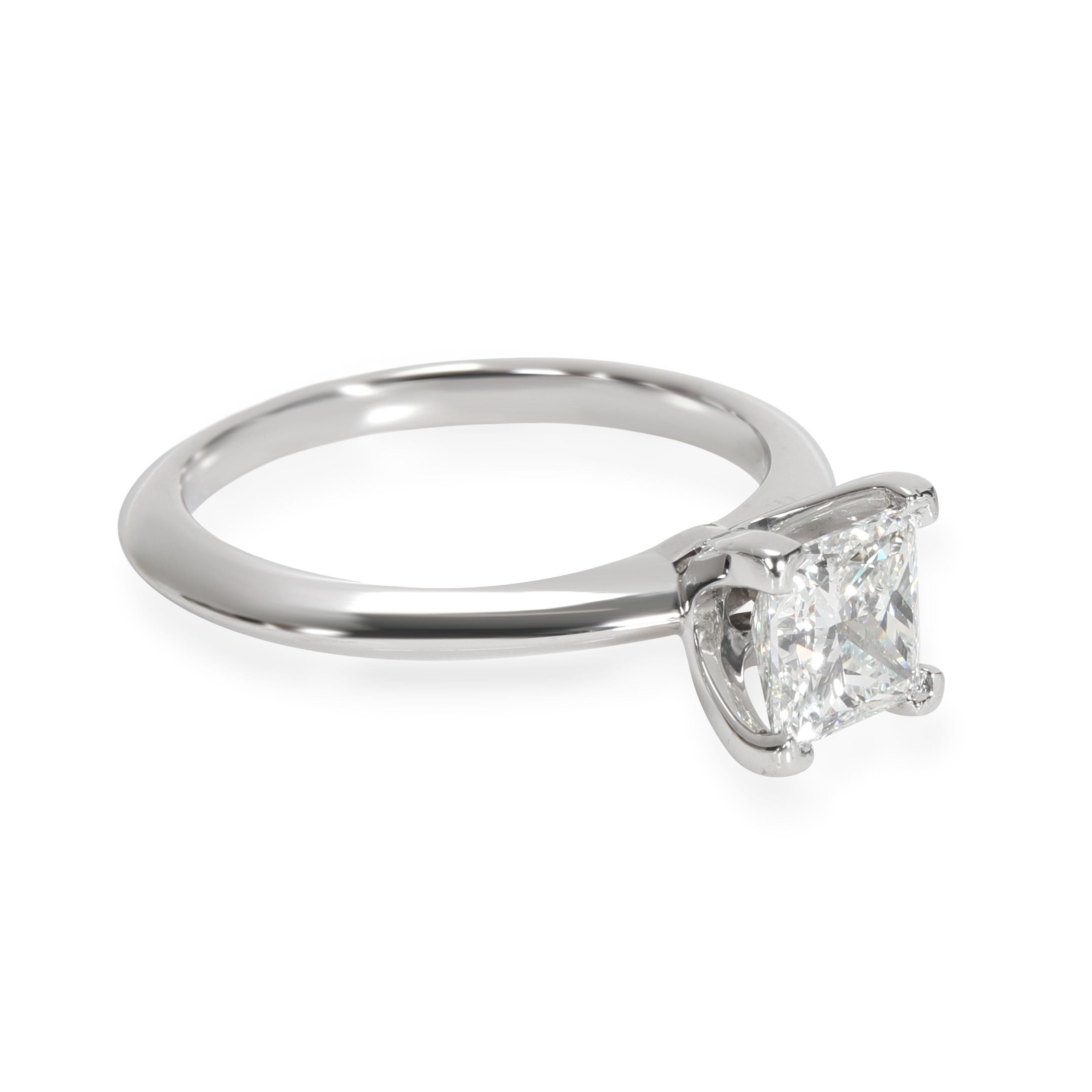 Modern Tiffany & Co. Princess Diamond Engagement Ring in Platinum G VVS2 1.01 CTW