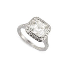 Tiffany & Co. PT950 2.73ctw Cushion Cut Diamond Halo Engagement Ring