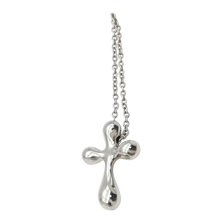 Tiffany and Co. PT950 Small Cross Necklace at 1stDibs