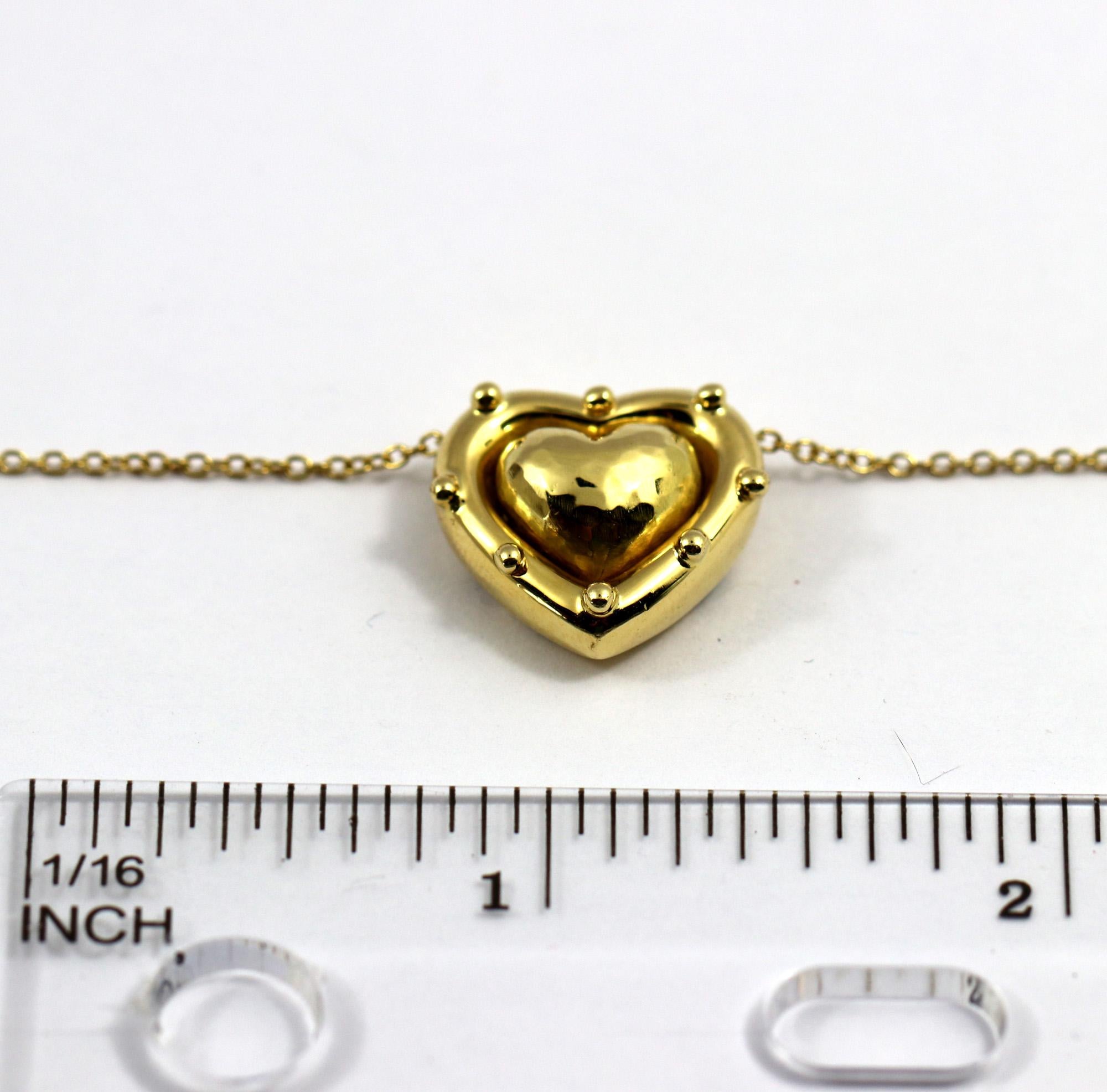 Tiffany & Co. Puffed Heart Pendant on Gold Chain 1