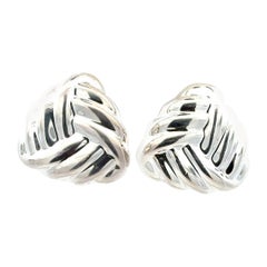 Tiffany & Co Puffed Omega Back Earrings Non Pierced Sterling Silver Estate