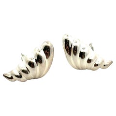 Tiffany & Co Puffed Omega Back Wing Earrings Non Pierced Sterling Silver Estate