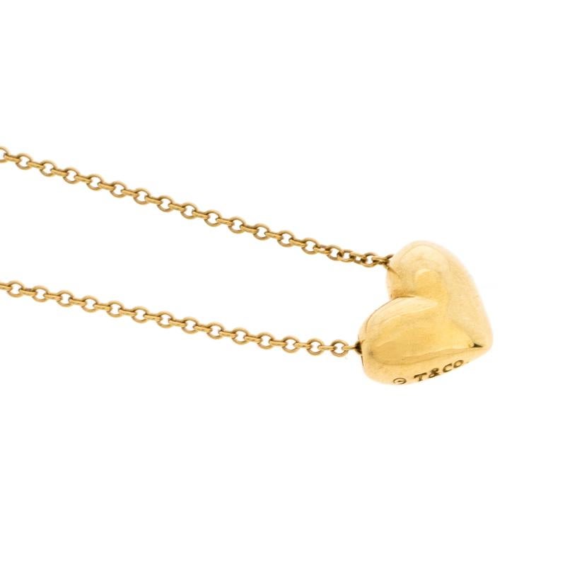Tiffany & Co. Puffy Heart 18K Yellow Gold Pendant Necklace (Zeitgenössisch)