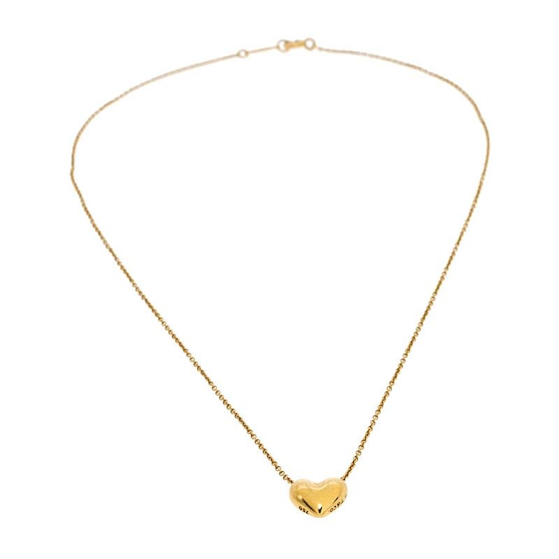 Tiffany & Co. Puffy Heart 18K Yellow Gold Pendant Necklace