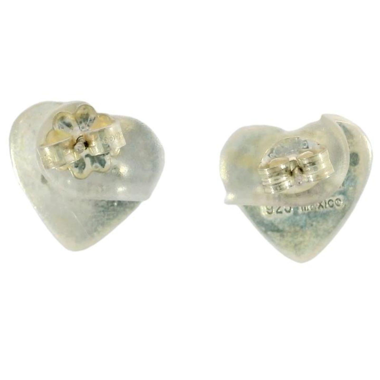 Tiffany & Co Puffy Heart STiffany & Co Puffy Heart Stud Orecchini in argento Sterling in vendita 1