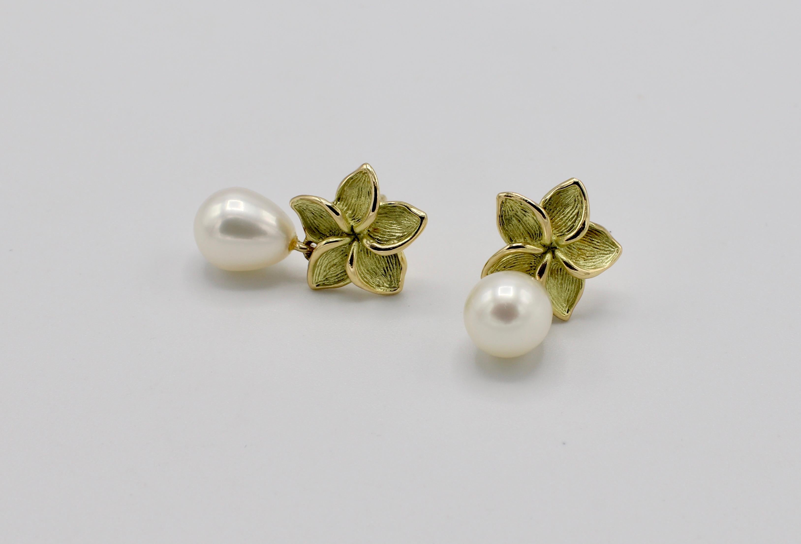 flower pearl drop earrings
