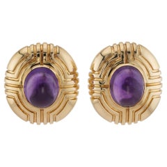 TIFFANY & CO. Purple Amethyst Yellow Gold Clip-on Earrings