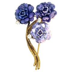 Antique Tiffany & Co. Purple Flowers Diamond Brooch